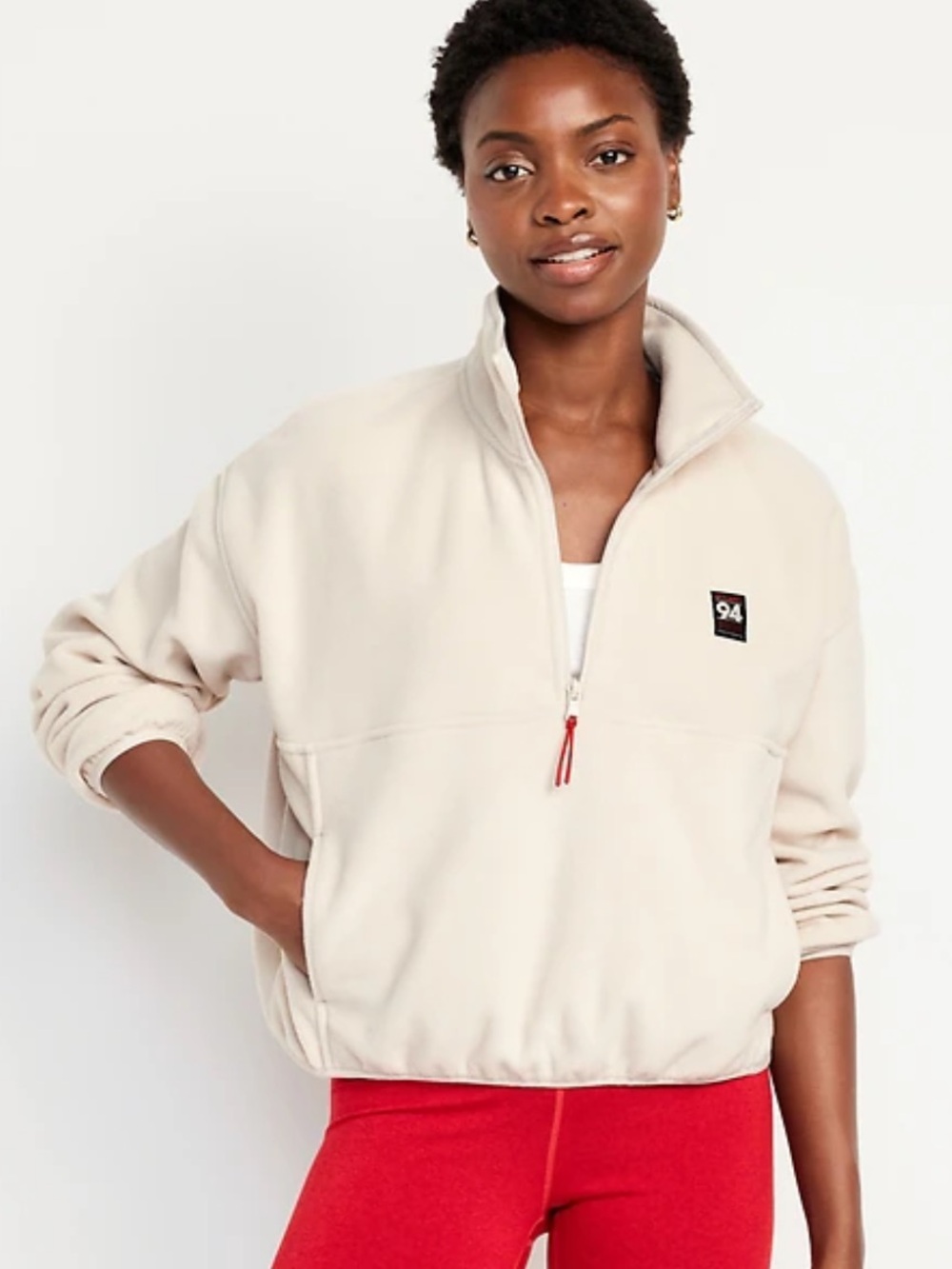 Old Navy '94 Fleece Half-Zip Pullover in a cream